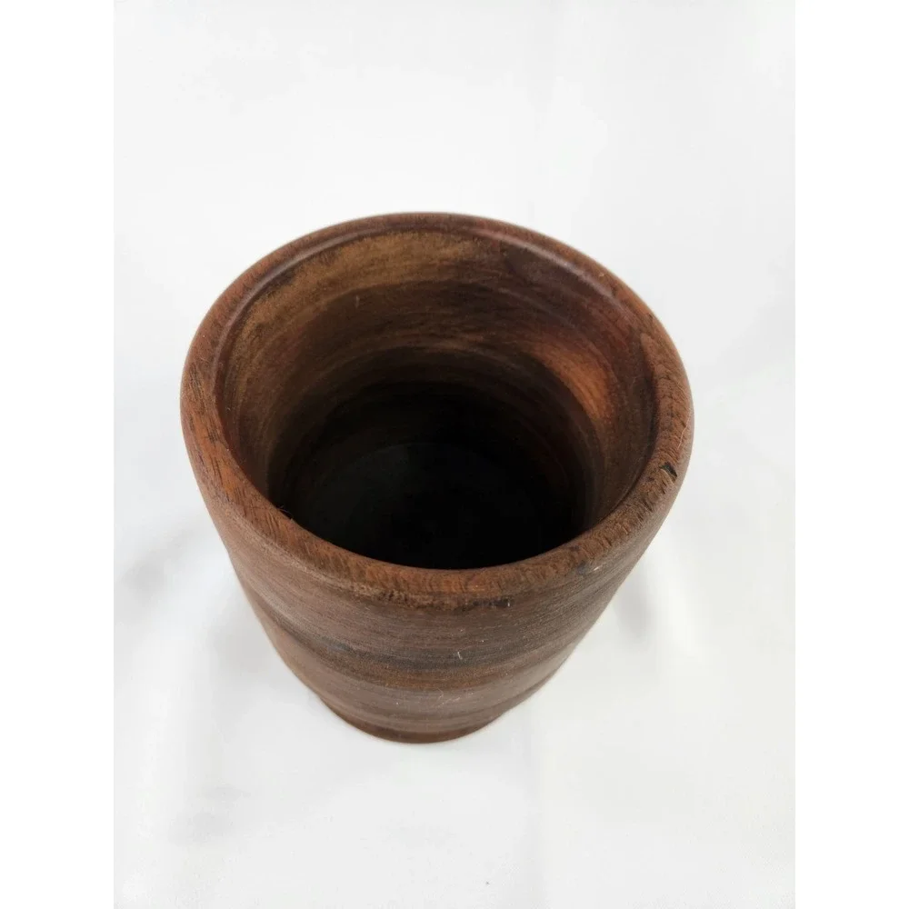 Vintage MCM Wood Planter Vase Handcrafted Hand Turned Plant Holder Unique Decor‎